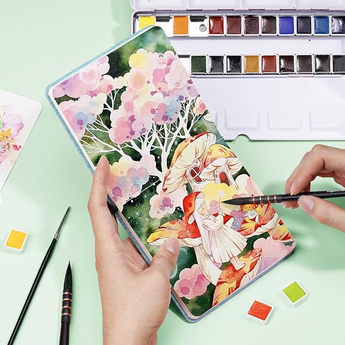 Lightwish Square Watercolor Journal, 100% Cotton, 300gsm/140lb, 24 Sheets Cold - Image 7