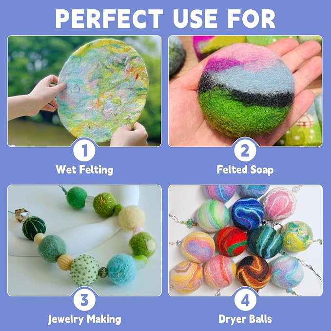 IMZAY 50 Colors Needle Felting Wool, 5g/Pack Wool Roving Yarn, 9.2 Oz Fiber - Image 8