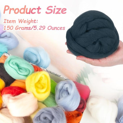 PATIKIL Wool Roving Yarn, 150G/5.3OZ Soft Felting Wool Pure Chunky Roving Yarn - Image 2