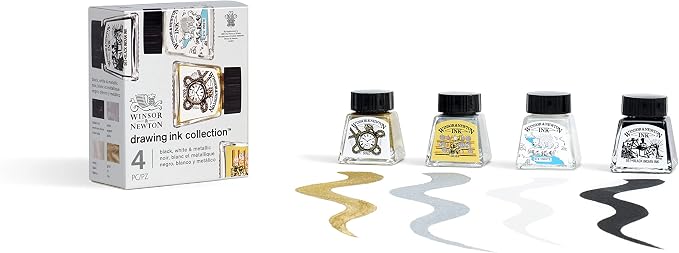 Winsor & Newton Collection Drawing Ink Set, Metallic Tones - Image 3
