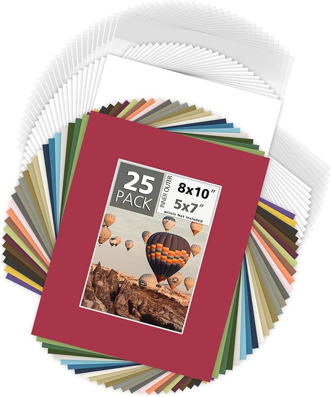 Mat Board Center, 8x10 for 5x7 Mix Color Picture Mat Sets by MatBoardCenter