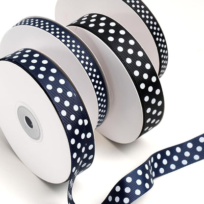 Polka Dot Grosgrain Ribbon 3/8 Inch, 25 Yards Spool Black and White Dot Craft - Image 7