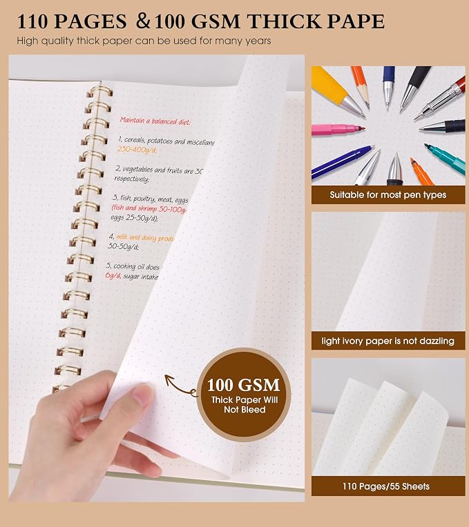 Dotted Notebook, Spiral Notebook Journal 8.5” x 11”, A4 Large Dot Grid Notebooks - Image 4