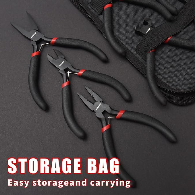 WISEUP 8-Piece Mini Pliers Set，Needle, Bent Nose, End Cutting & Linesman Pliers - Image 6
