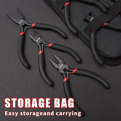 WISEUP 8-Piece Mini Pliers Set，Needle, Bent Nose, End Cutting & Linesman Pliers - Image 6