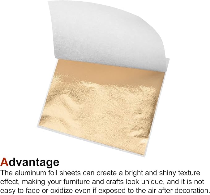 MECCANIXITY Gold Leaf Foil Sheet Champagne Gold Leaf Paper 3.3 x 3.1inch - Image 4