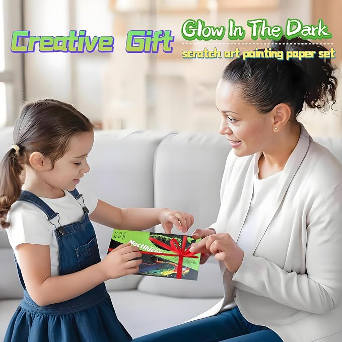 Scratch Paper Art for Adults-Glow in The Dark Scratch Painting Craft Kit|DIY - Image 4