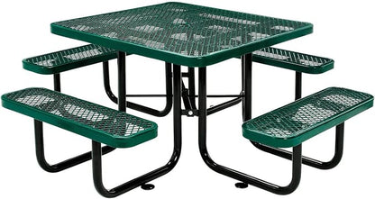 Global Industrial 46" Square Picnic Table, Expanded Metal, Attached Benches by GlobalIndustrial