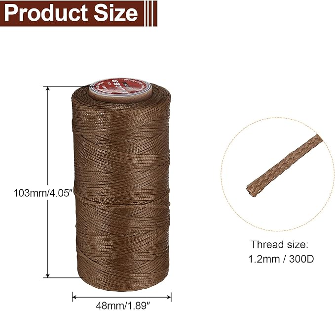 uxcell Flat Leather Sewing Waxed Thread, 140m / 153 Yards Polyester Wax String - Image 2