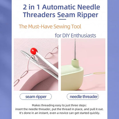Upgraded 2 in 1 Automatic Needle Threaders Seam Ripper, Quilting Supplies - Image 3
