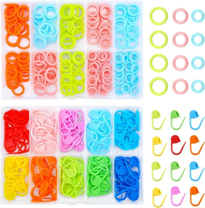 LUNARM 340 Pcs Stitch Ring Markers and Colorful Knitting Crochet Locking by Lunarm