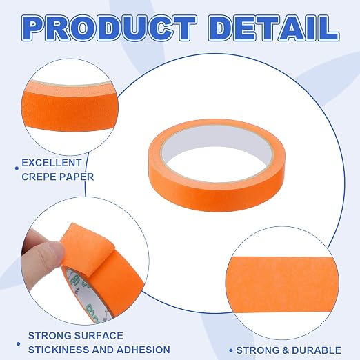 MECCANIXITY Masking Tape 0.7 Inch x 21 Yard Painter's Tape Orange Paint Tapes - Image 3