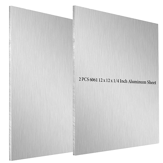 2 Pack 6061 12 x 12 x 1/4 Inch Aluminum Sheet, T6 Heavy Duty Flat Plain by HEIHAK