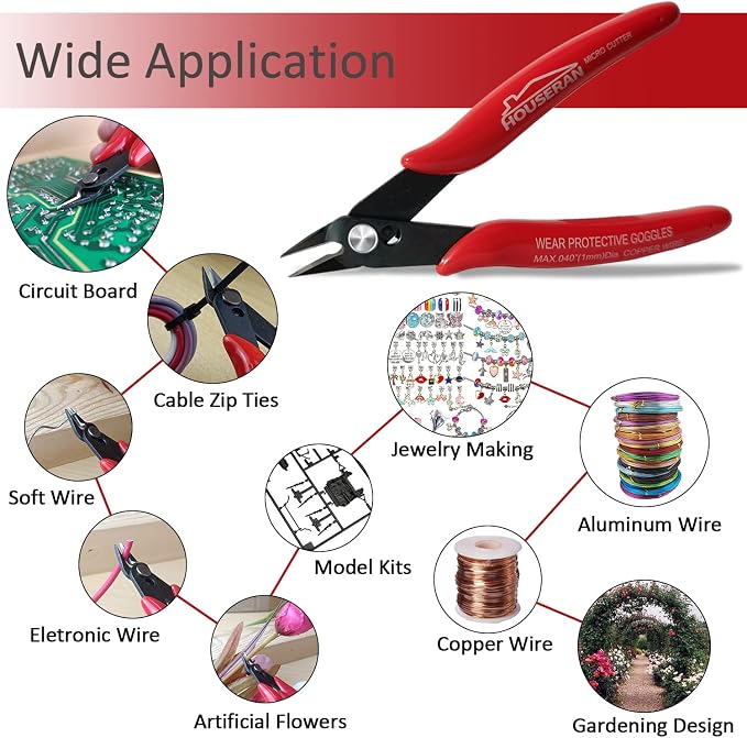 170 Wire Cutters, 10 PACK, 5 Inch Micro Flush Cutter, HOUSERAN Small Wire - Image 4