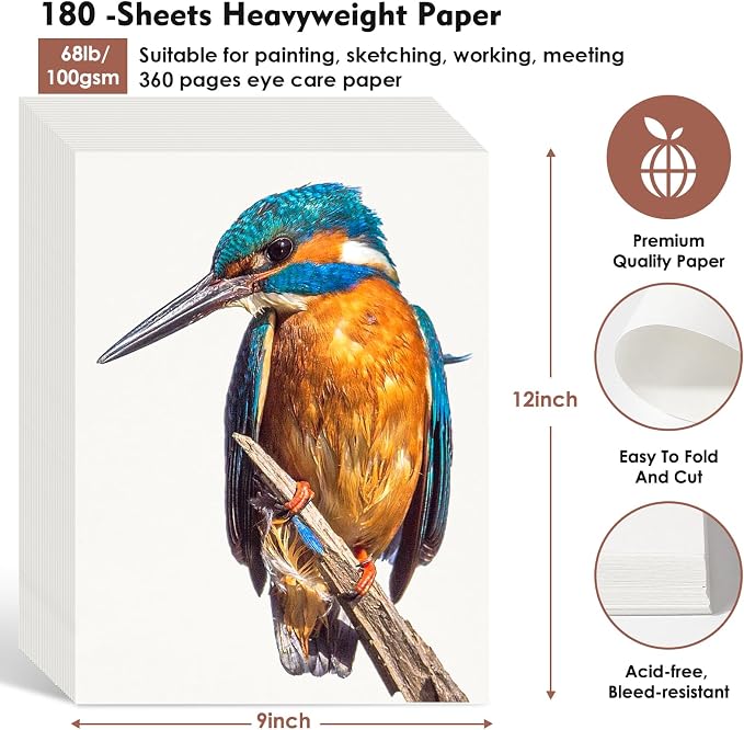 180 Sheets Sketch Paper, Study Essentials College Office School Supplies - Image 2