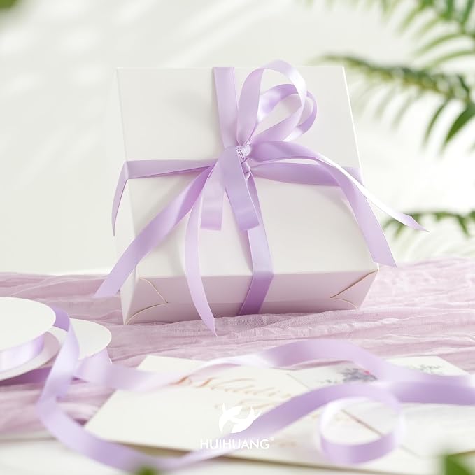 HUIHUANG Lavender Satin Ribbon 1/2 inch X 50 Yards Continuous, DIY Crafts - Image 4