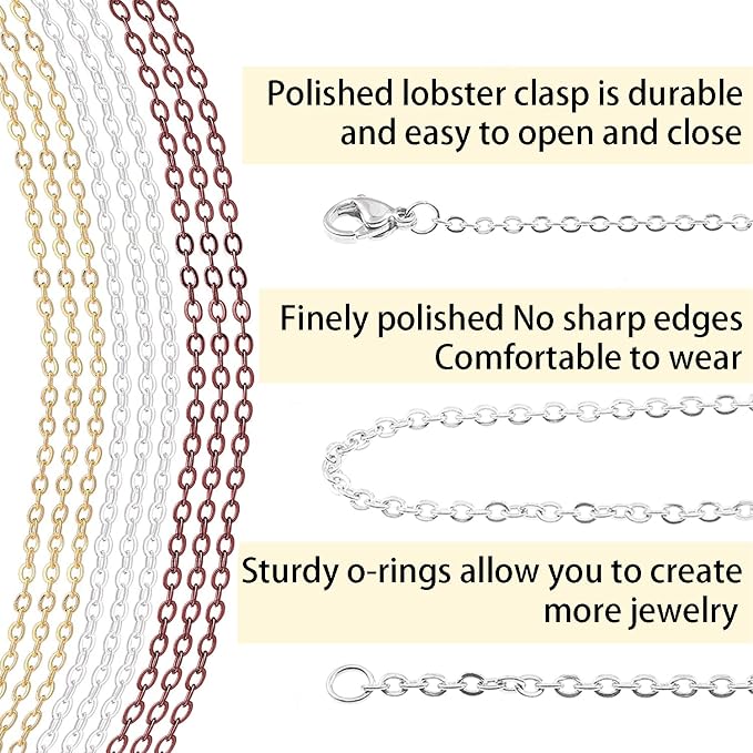 Jishi 30ft Jewelry Making Chains Bulk 2mm Necklace Chains - Image 3