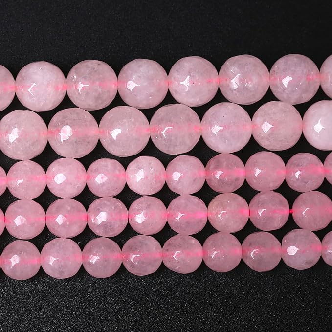 60pcs 6mm Natural Rose Pink Quartz Crystal Faceted Stone Beads by NaturalStoneBeads
