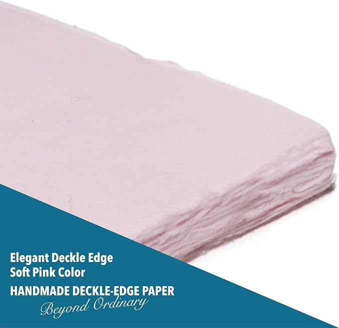 Wanderings Handmade Pink Deckle Edge Blank Paper - Image 6
