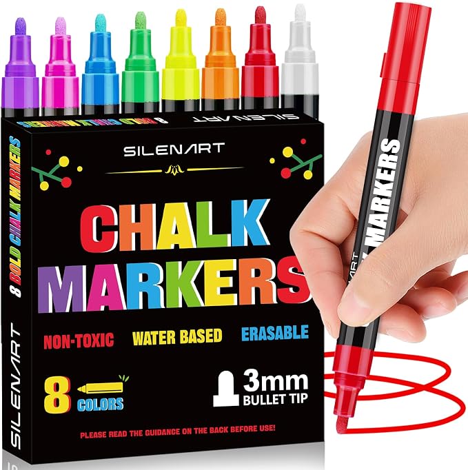 SILENART Chalk Markers for Blackboard, Window Marker for Car Erasable Liquid by SILENART-THEARTOFSILENCE