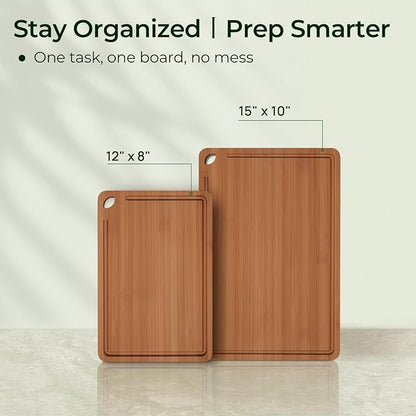 Butcher Block 2-Pcs Carbonized Bamboo Cutting Board Set - Image 5