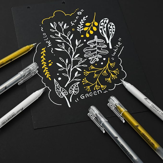 Gold Silver White Gel Pens, 1mm Fine Point Gel Ink Pen Opaque Archival Ink Pens - Image 4