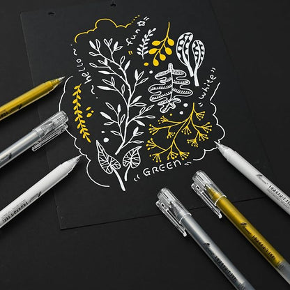 Gold Silver White Gel Pens, 1mm Fine Point Gel Ink Pen Opaque Archival Ink Pens - Image 4