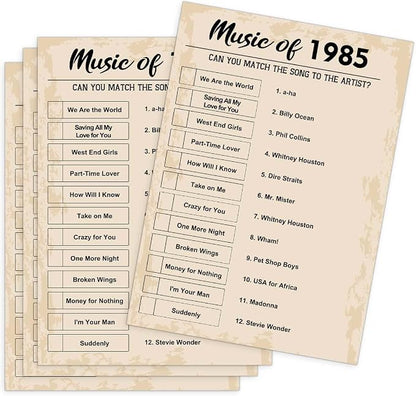 QUPT 40th Birthday Party Games, Music of 1985 Games, Birthday Party Supplies by QUPT