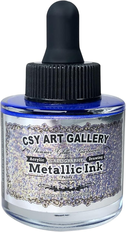 CSY Art Gallery Colorshift Acrylic Liquid Ink-Metallic Paint -Metal Calligraphy by CSY+art+gallery