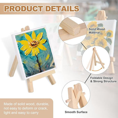 MECCANIXITY Mini Wood Display Easels, 5.9"x3.1"A-Frame Painting Tabletop Easels - Image 3