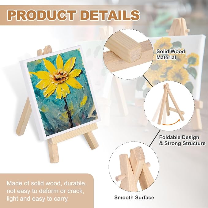 MECCANIXITY Mini Wood Display Easels, 6.3"x3.5"A-Frame Painting Tabletop Easels - Image 3