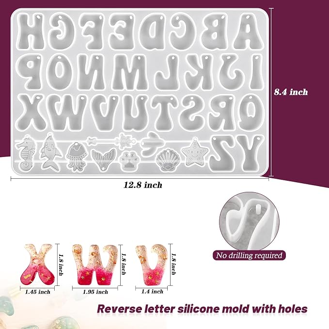 Actvty Alphabet Resin Mold, Reversed Alphabet Silicone Molds - Image 3