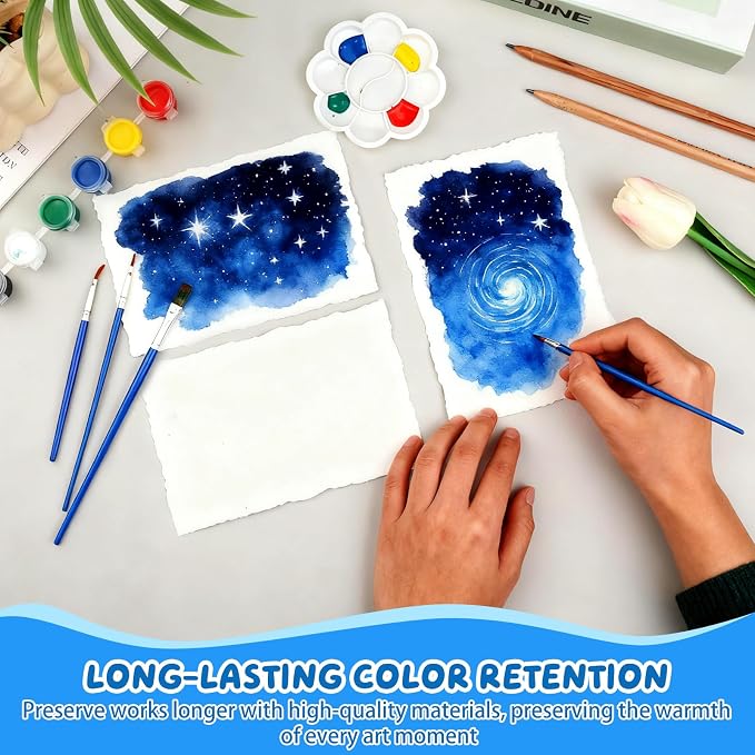 Lunarm Watercolor Paper 25 Sheets, Deckled Edge Paper 300 GSM 4 x 6 inch - Image 3