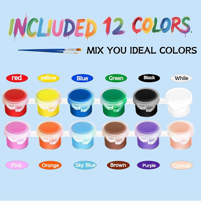 40 Pack Mini Acrylic Paint Set, 12 Colors Washable Paint Strips - Image 4
