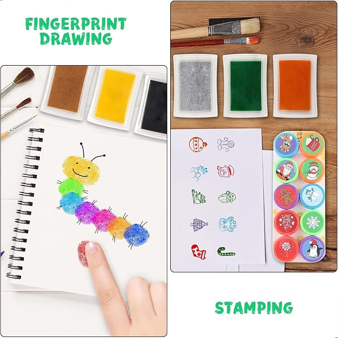 DEAYOU 30 Pack Craft Ink Pads, Washable Finger Stamp Pad - Image 5