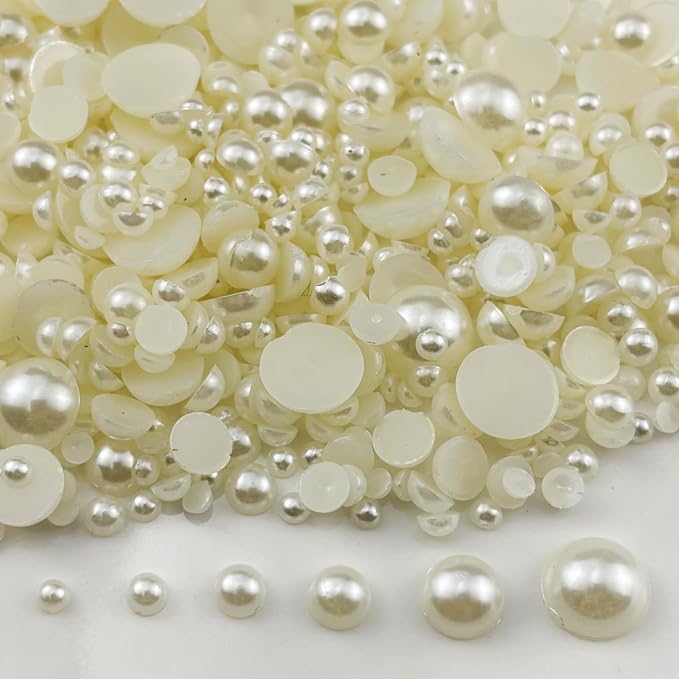 4020pcs Half Pearls for Crafts Assorted Size 3mm 4mm 5mm 6mm 8mm 10mm Flatback by Unknown