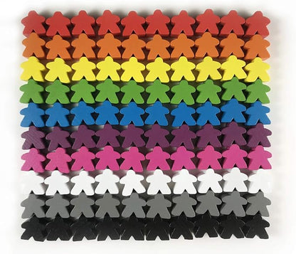 100 Wooden Meeples, Family Games Accessories – Multi-Color Board Game Tokens by ApostropheGames
