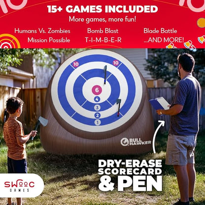 Swooc Games® - Bull Hawker™ | Giant Axe Darts w/ 15+ Games | Axe Throwing Game - Image 4