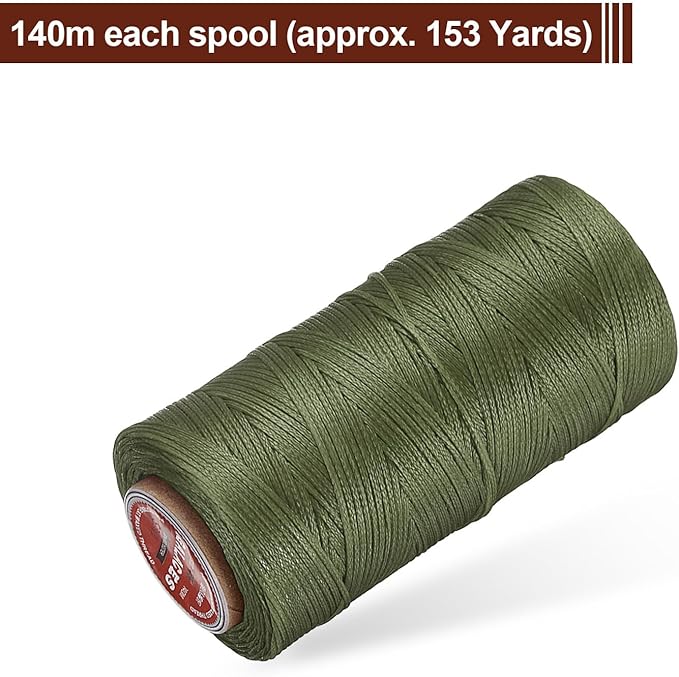 uxcell Flat Leather Sewing Waxed Thread, 140m / 153 Yards Polyester Wax String - Image 3