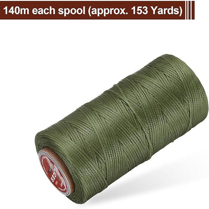 uxcell Flat Leather Sewing Waxed Thread, 140m / 153 Yards Polyester Wax String - Image 3
