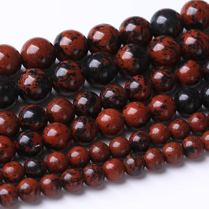 36PCS 10MM Red Black Jasper Stone Beads Energy Healing Beads by JIANJING