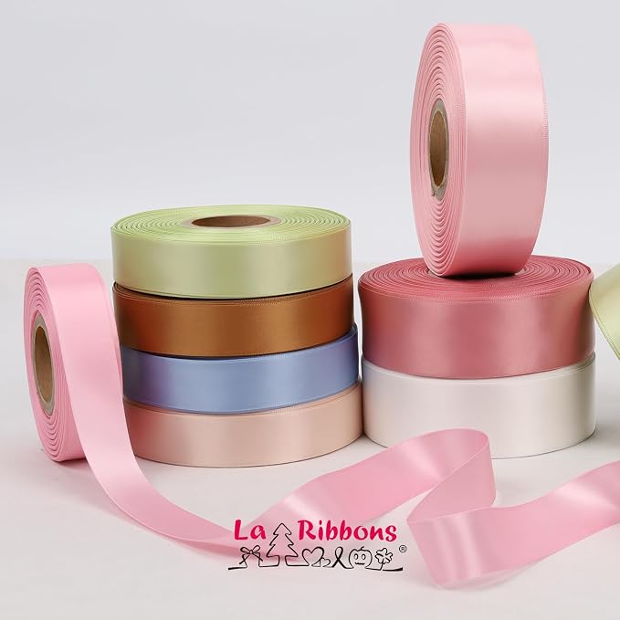 LaRibbons 1 Inch 50 Yard Double Faced Satin Ribbon, Dust Pink Satin Craft - Image 7