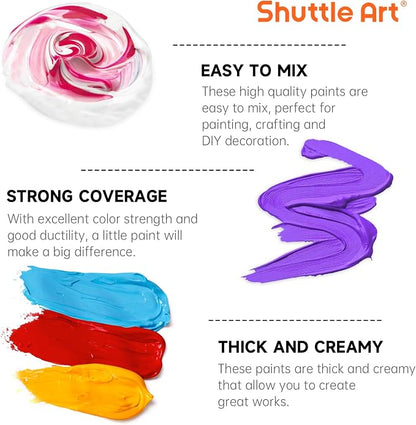 Shuttle Art 12 Colors Acrylic Paint, 250ml/8.45oz Bottles Acrylic Paint Set - Image 6