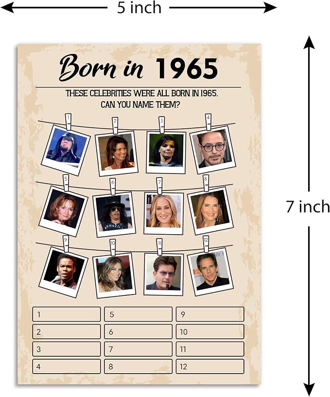 QUPT 60th Birthday Party Games, Born in 1965 Games Bundle, Birthday Party - Image 2