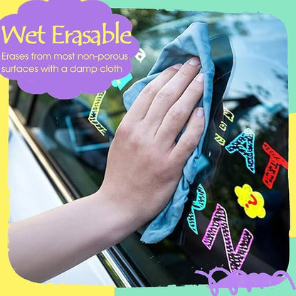 Window Chalk Markers for Cars Glass Washable, 8 Colors Macaron Jumbo Liquid - Image 3