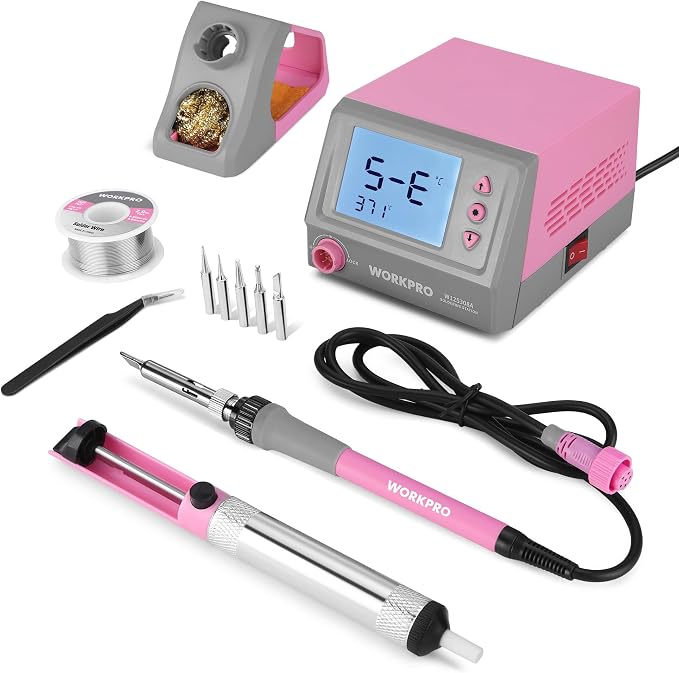 WORKPRO Soldering Station, 60W Soldering Iron Kit Digital Display, 5 Extra Iron by WORKPRO