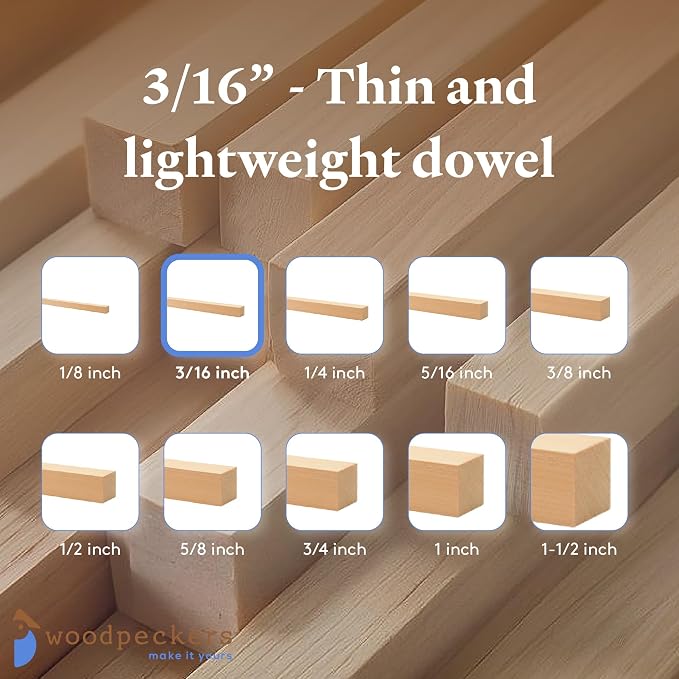 Wood Square Dowel Rods 3/16-inch x 36 Pack of 250 Wooden Craft Sticks - Image 6
