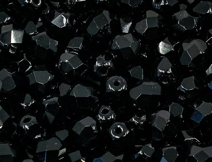 50 pcs Faceted Fire Polished Pressed Czech Glass Beads 6mm, 23980 Jet Black - Image 4