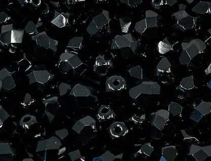 50 pcs Faceted Fire Polished Pressed Czech Glass Beads 6mm, 23980 Jet Black - Image 4
