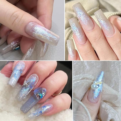 Iridescent Nail Glitter Set, 6 Colors Mud Texture Aurora Chrome Powder - Image 4